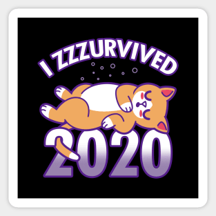 Funny I Survived 2020 Pandemic Sleeping Cat Funny Cat Meme Sticker